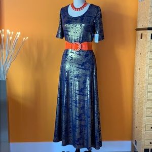 LulaRoe Ana maxi elegant NAVY & gold NWT XL